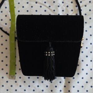 Sophisticated Black Velvet Tassel Mini Bag